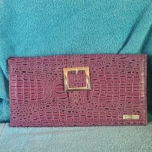 Elegant Purple Crocodile-Embossed Clutch